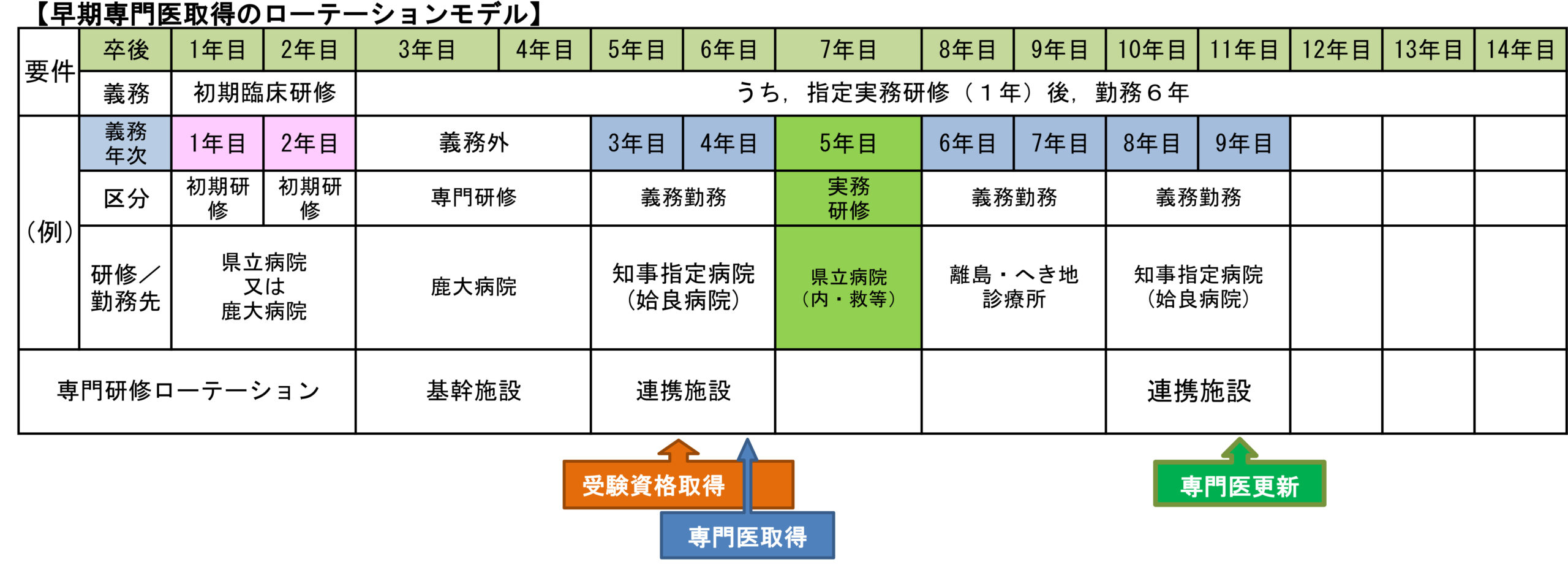 地域枠生の専門医取得に係るローテーションモデル